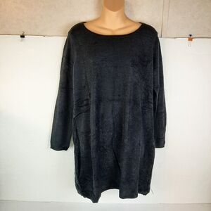 🛍NWT Patricia Field Black Fuzzy Sweater Dress Ladies Size XL C9